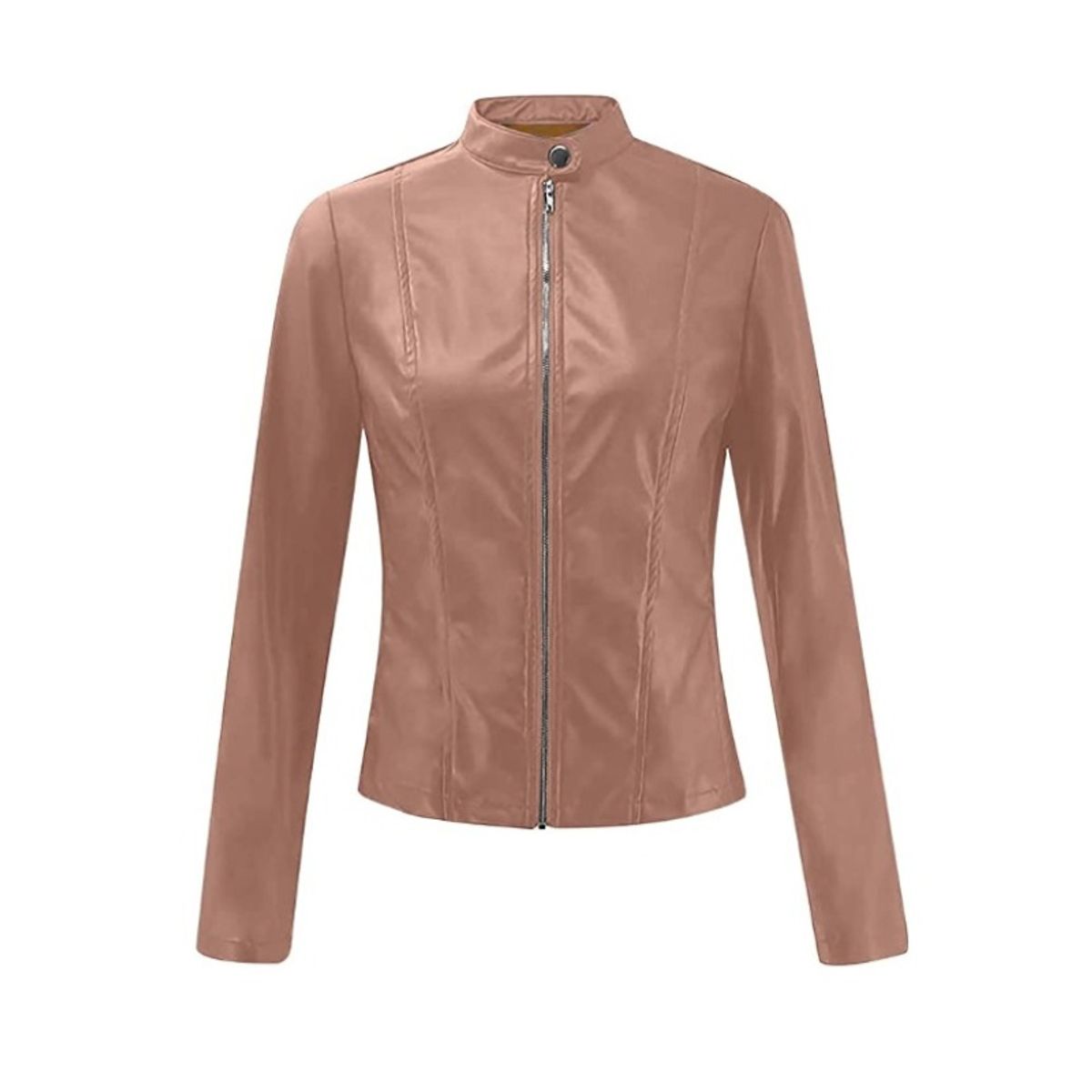 GENERICO - Chaqueta Cuero Sintético Corto Otoño/Primavera Mujer