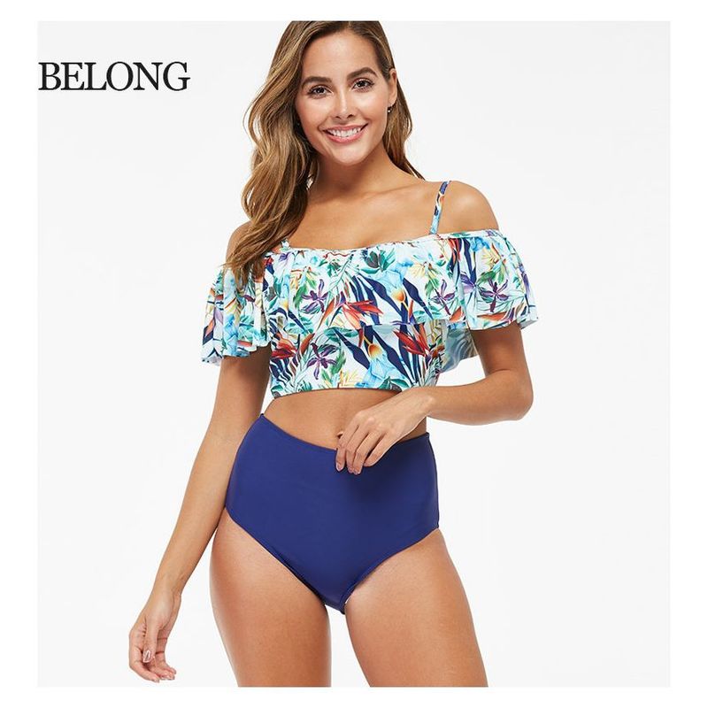 BLWOENS - Tankini Traje de baño Para Mujer con volantes.