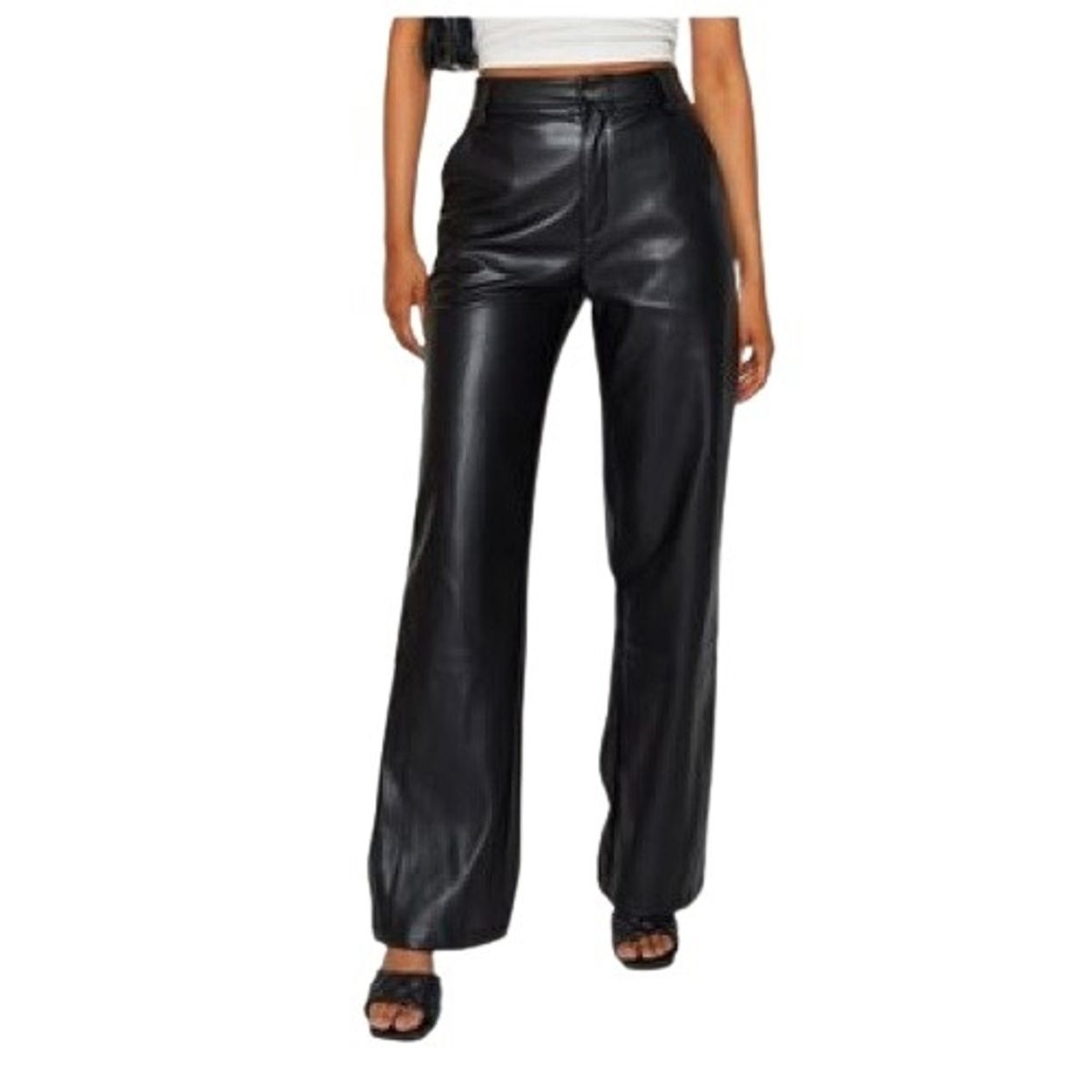 GENERICO - Pantalones PU de pierna ancha Para Mujer