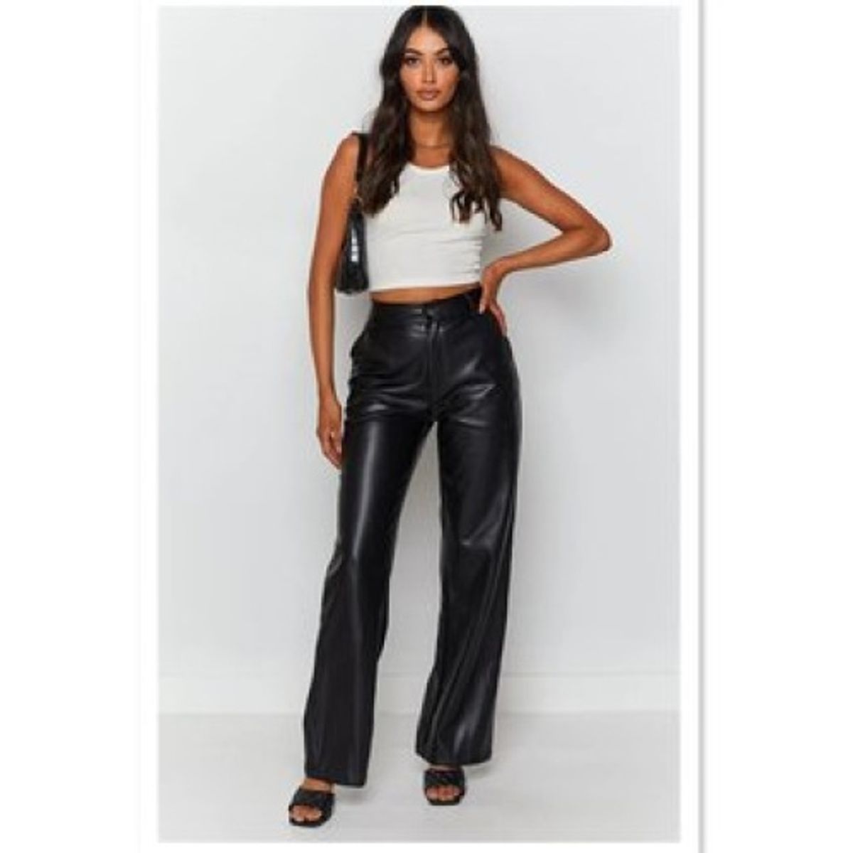 GENERICO - Pantalones PU de pierna ancha Para Mujer