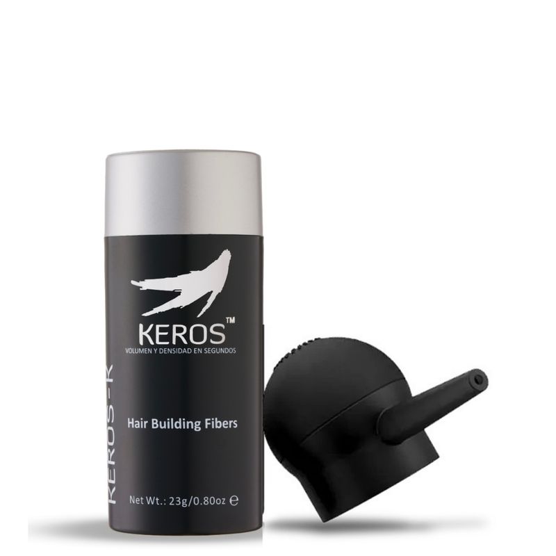 KEROS - NEGRO Pack Dúo Cubre Calvicie Alopecia Fibras Capilares  Aplicador