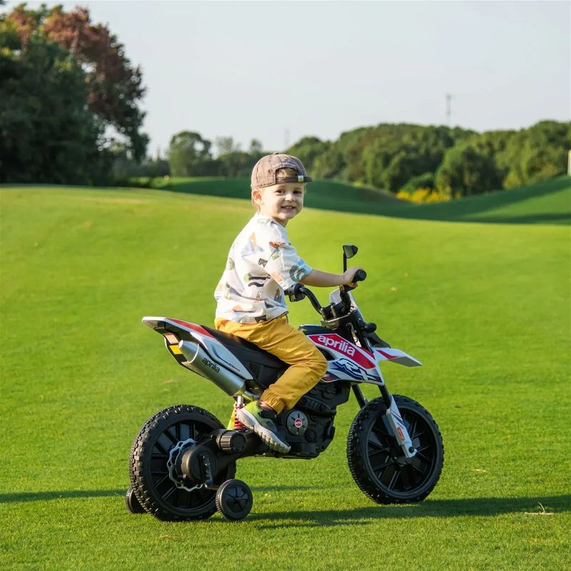 ABMTOYS - Moto a Batería Licencia Aprilia 12 Volt, Ruedas de goma