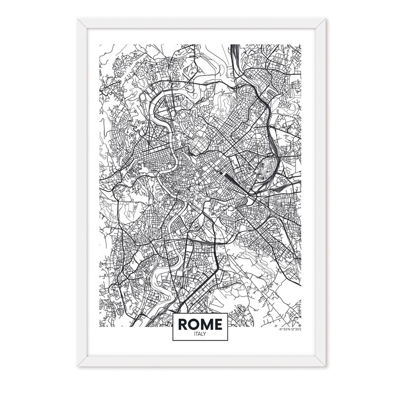 ALCUADRADO - Cuadro Individual Mapa Roma Blanco Alcuadrado