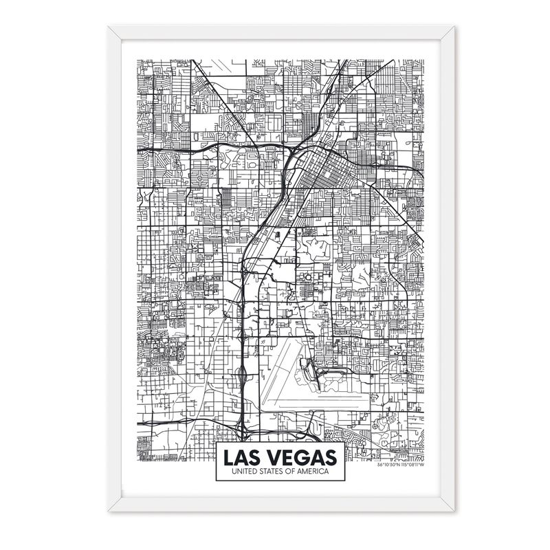 ALCUADRADO - Cuadro Individual Mapa Las Vegas Blanco Alcuadrado