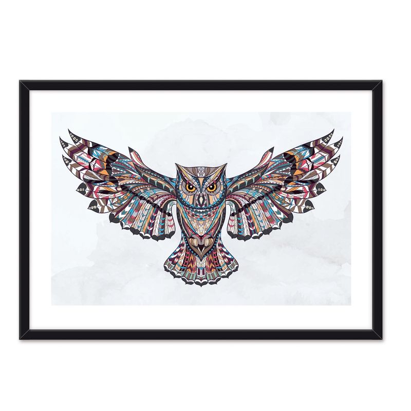 ALCUADRADO - Cuadro Individual Buho Mandala Negro Alcuadrado