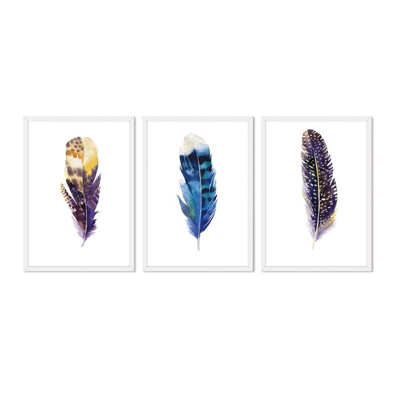 ALCUADRADO - Cuadro Individual Plumas Colores Blanco Alcuadrado