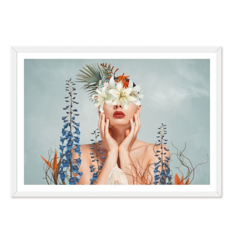 ALCUADRADO - Cuadro Individual Flores De Mujer Mirada Blanco Alcuadrado