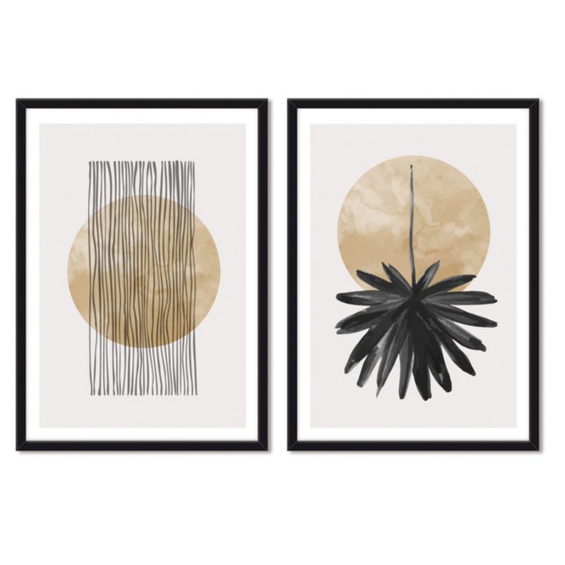 ALCUADRADO - Cuadros Set Dobles Duo Ocre Negro Alcuadrado