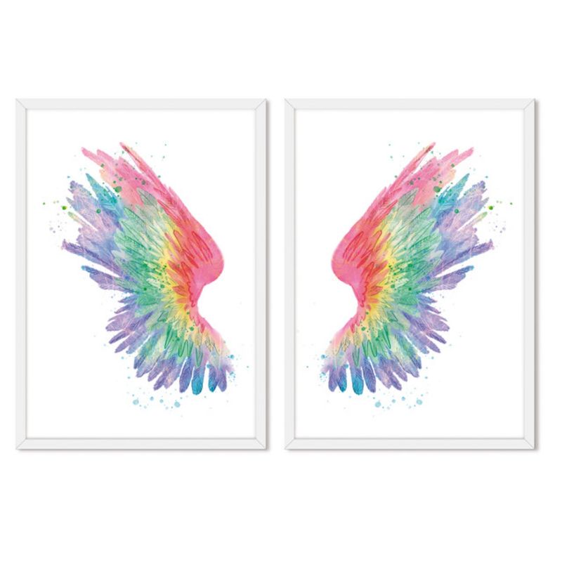 ALCUADRADO - Cuadros Set Dobles Alas Multicolors Blanco Alcuadrado