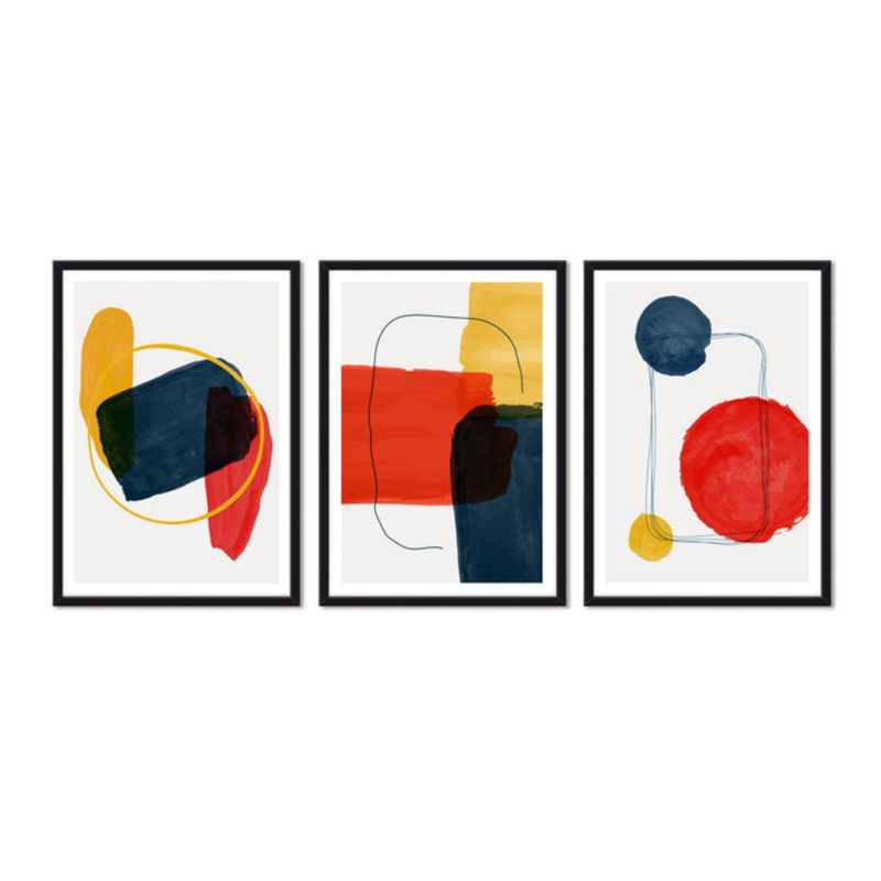 ALCUADRADO - Cuadros Set Triple Abstracto Deco Negro Alcuadrado