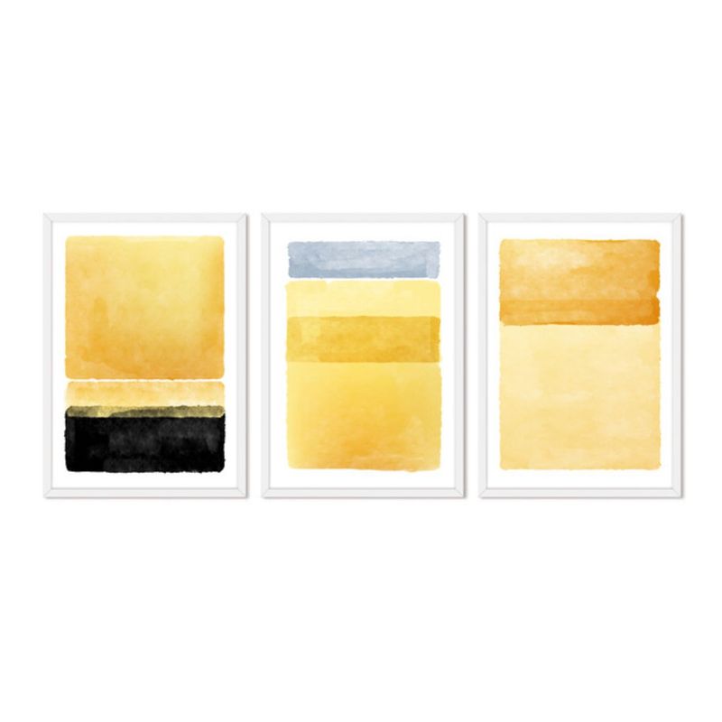 ALCUADRADO - Cuadros Set Triple Abstracto Solar Blanco Alcuadrado