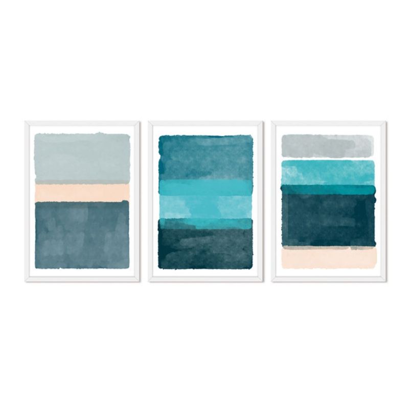 ALCUADRADO - Cuadros Set Triple Abstracto Mar Blanco Alcuadrado