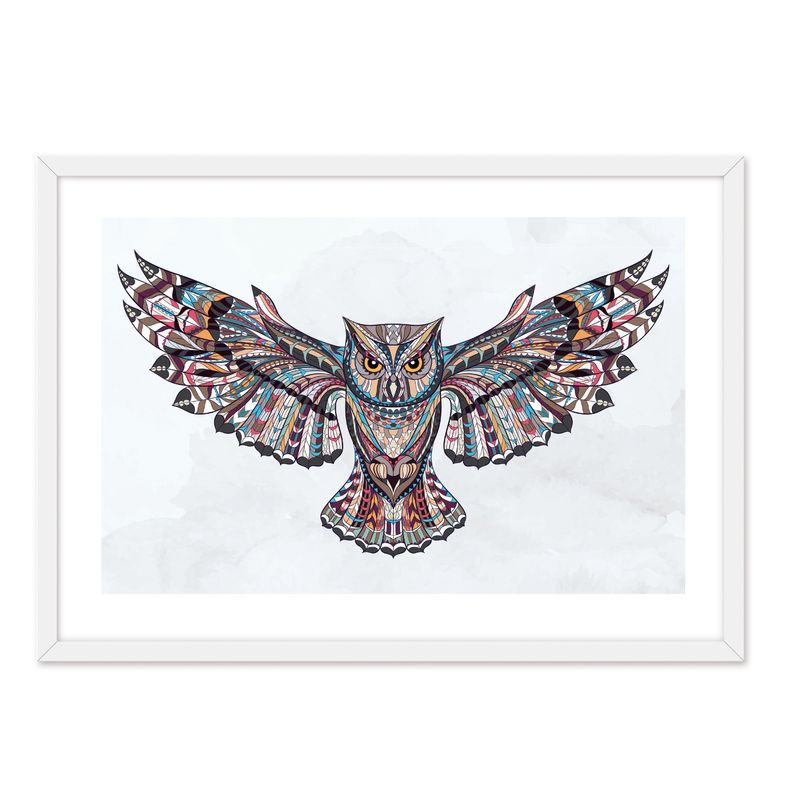 ALCUADRADO - Cuadro Individual Buho Mandala Blanco Alcuadrado