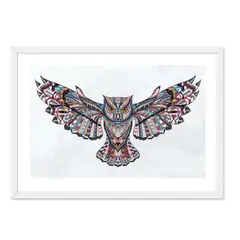 ALCUADRADO - Cuadro Individual Buho Mandala Blanco