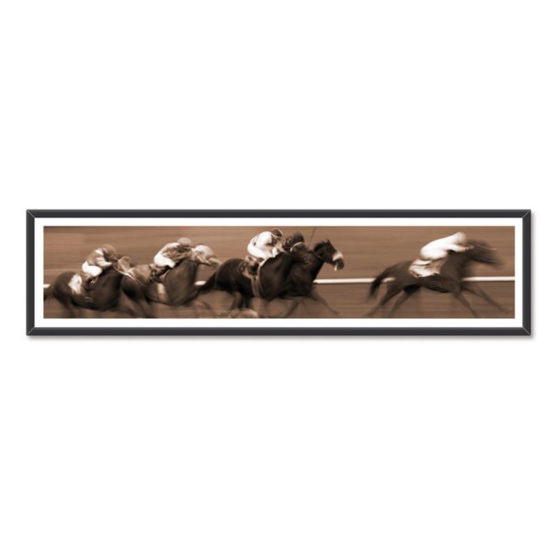 ALCUADRADO - Cuadro Mini Panoramico Carrera de Caballos Negro Alcuadrado