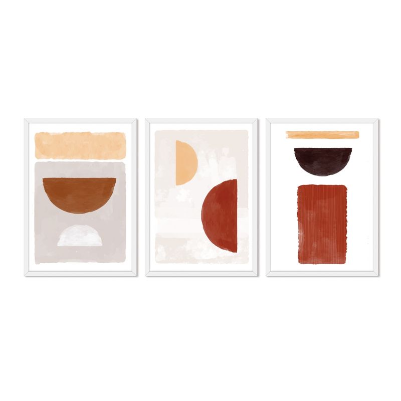 ALCUADRADO - Cuadros Set Triple Abstracto Rubi Lunar Blanco Alcuadrado