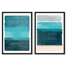 ALCUADRADO - Cuadros Set Dobles Abstracto Marino Negro