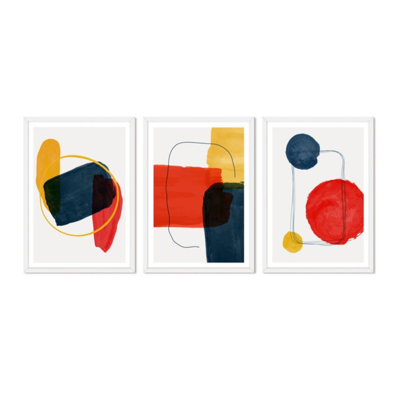 ALCUADRADO - Cuadros Set Triple Abstracto Deco Blanco Alcuadrado
