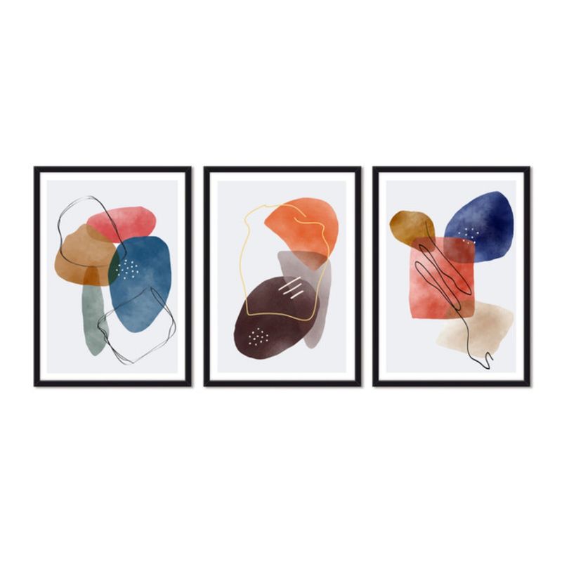 ALCUADRADO - Cuadros Set Triple Abstracto Terracota Negro Alcuadrado