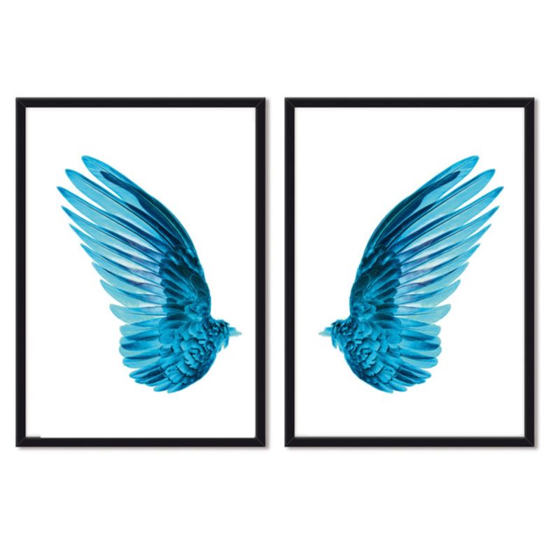 ALCUADRADO - Cuadros Set Dobles Blue Wings Negro Alcuadrado