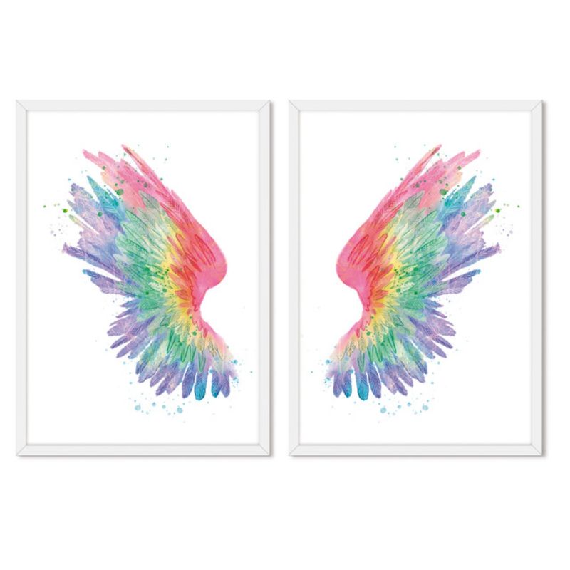ALCUADRADO - Cuadros Set Dobles Alas Multicolors Blanco Alcuadrado
