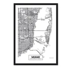 ALCUADRADO - Cuadro Individual Mapa Miami Negro