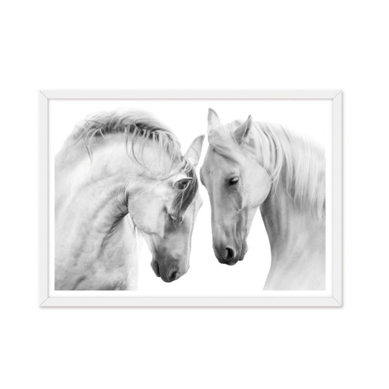 ALCUADRADO - Cuadro individual Caballos Enamorados Blanco Alcuadrado