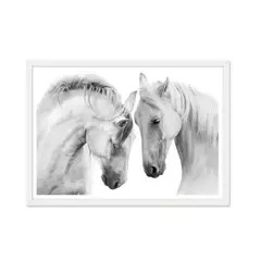 ALCUADRADO - Cuadro individual Caballos Enamorados Blanco