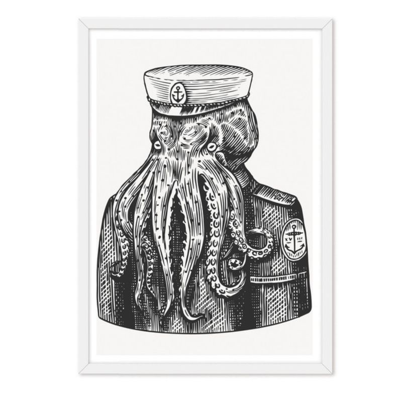 ALCUADRADO - Cuadro individual Marinero Pulpo Blanco Alcuadrado