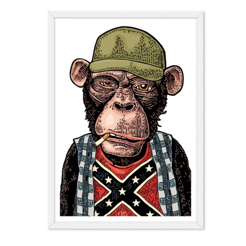 ALCUADRADO - Cuadro individual Monkey Britanico Blanco Alcuadrado