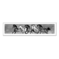 ALCUADRADO - Cuadro Panoramico Manada de Caballos Blanco