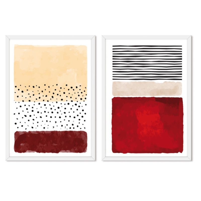 ALCUADRADO - Cuadros Set Dobles Abstracto Rubi Blanco Alcuadrado