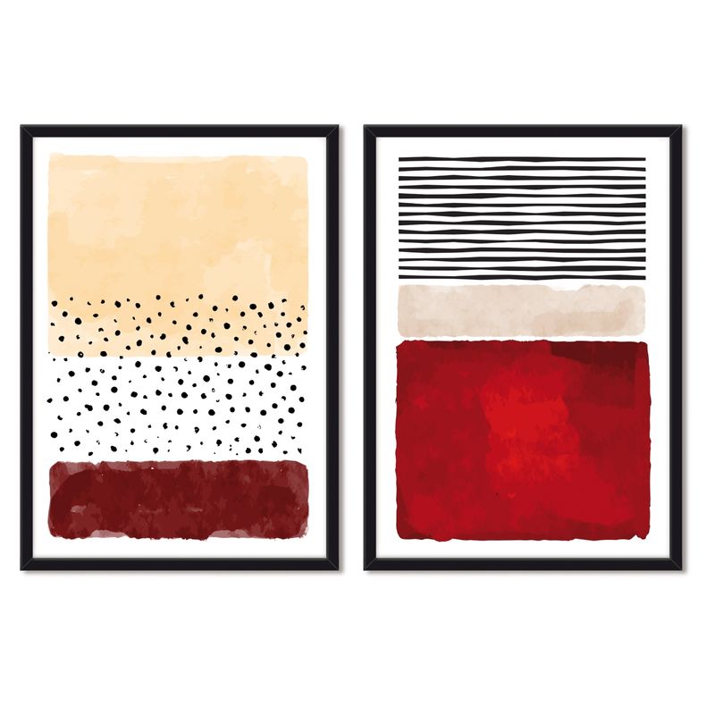 ALCUADRADO - Cuadros Set Dobles Abstracto Rubi Negro Alcuadrado