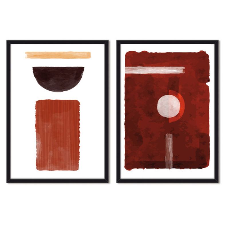 ALCUADRADO - Cuadros Set Dobles Abstracto Tierra Negro Alcuadrado