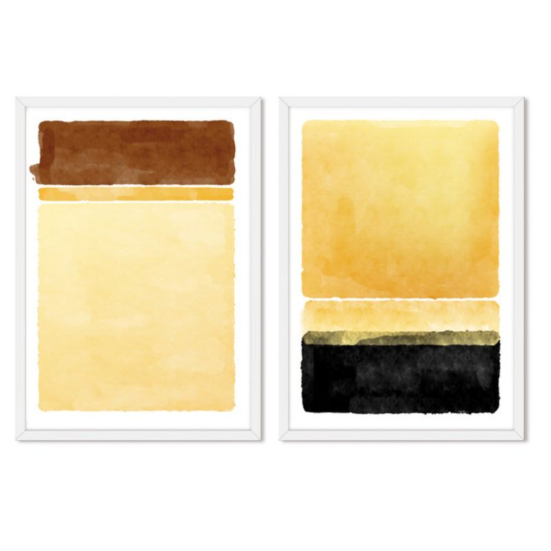 ALCUADRADO - Cuadros Set Dobles Abstracto Solar Blanco Alcuadrado