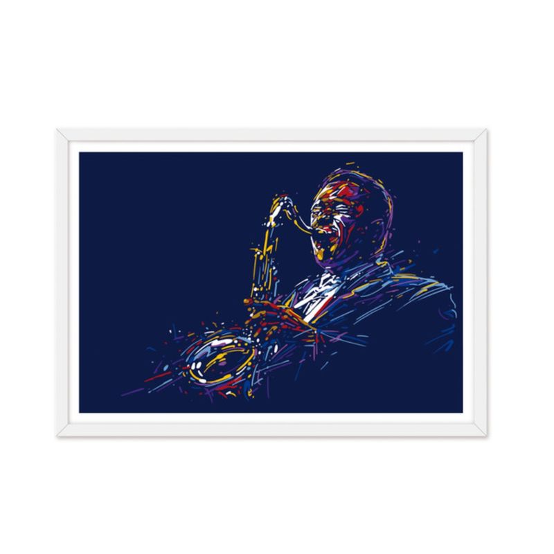 ALCUADRADO - Cuadro Individual Músico Saxofón Blanco Alcuadrado