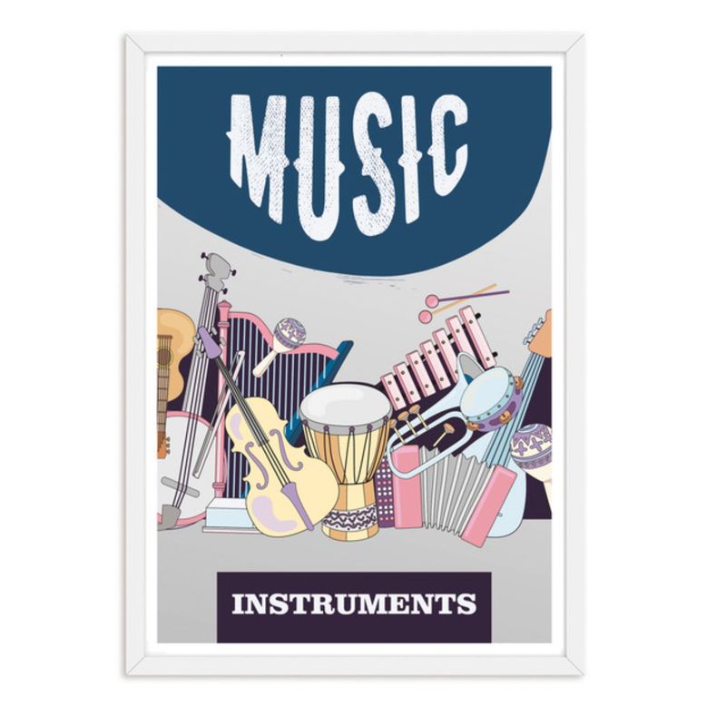 ALCUADRADO - Cuadro Individual Music Instruments Blanco Alcuadrado