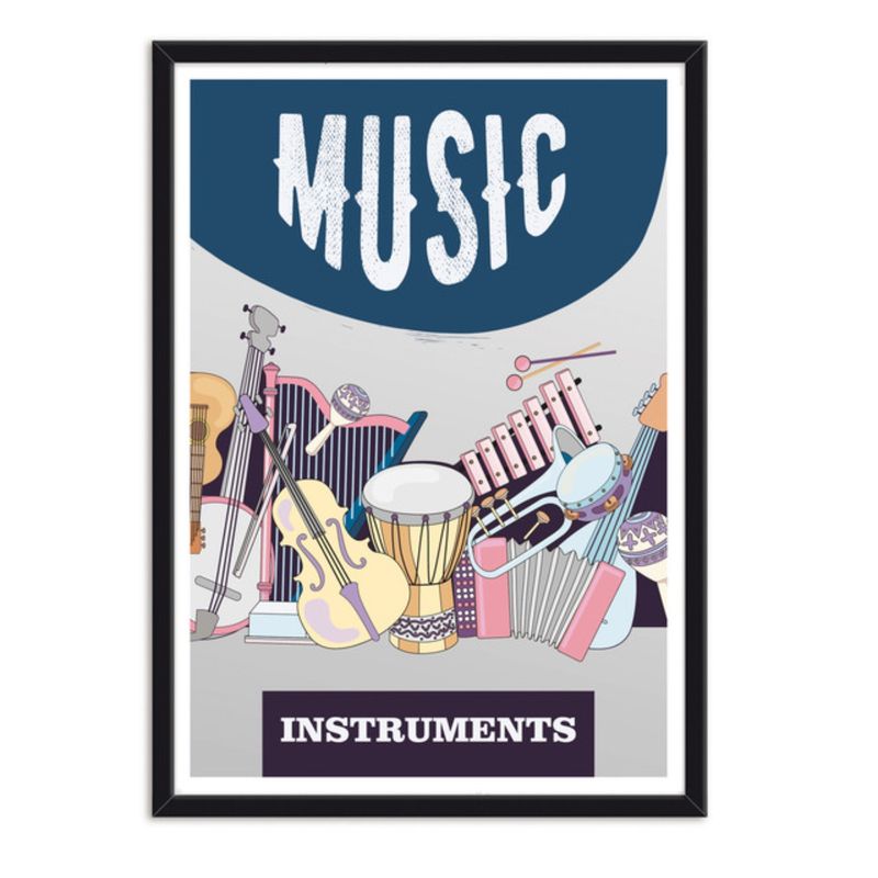 ALCUADRADO - Cuadro Individual Music Instruments Negro Alcuadrado