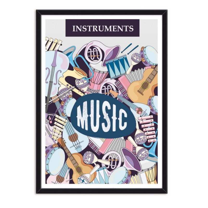 ALCUADRADO - Cuadro Individual Instruments Music Negro Alcuadrado