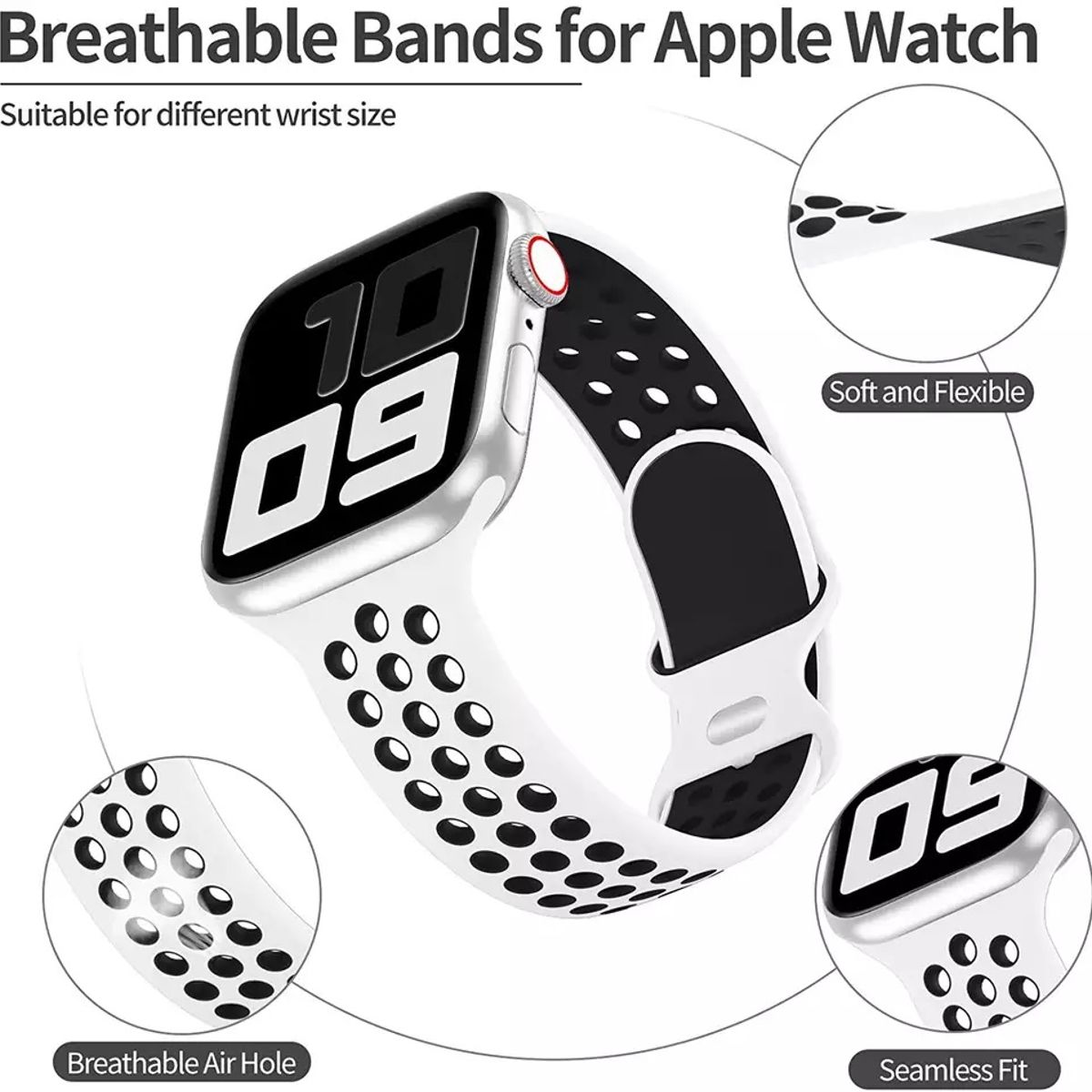 GENERICO - Correa Sport Deportiva Silicona para Apple Watch Todas las Series