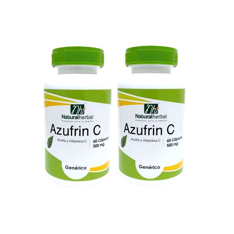 GENERICO - Azufrin : Azufre + Vit C Nh 120 Capsulas 2x60 Caps. Acne