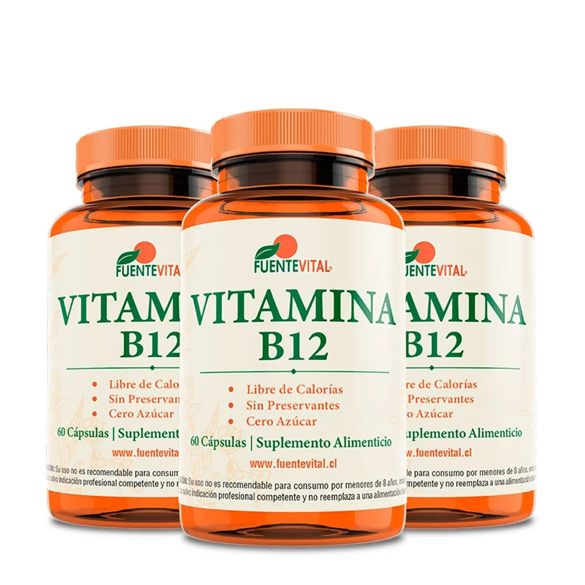 FUENTEVITAL - Vitamina B12 Fv 180 Capsulas Vegetales 3 Frascos 3x60 Caps