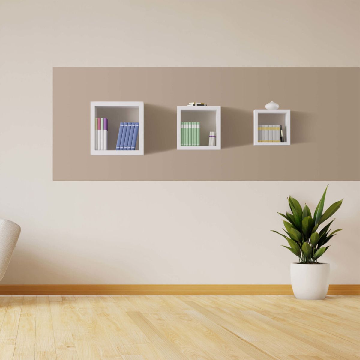 BRASFORMA - Kit 3 Repisas cubos Flotantes 28-24-20cm Blanco - NCH3P  Braforma