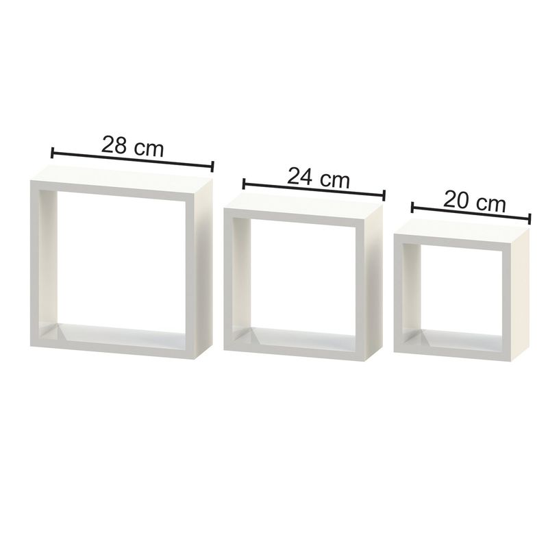 BRASFORMA - Repisa Cubos x 3 - 28cm-24cm-20cm BLANCO