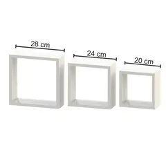BRASFORMA - Repisa Cubos x 3 - 28cm-24cm-20cm BLANCO