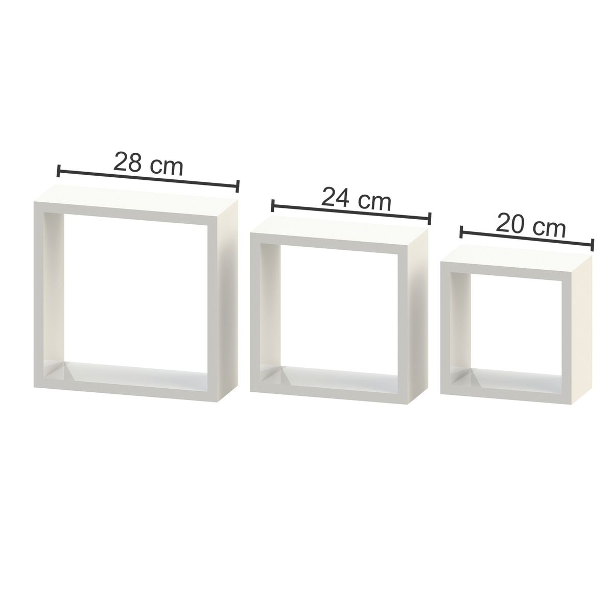 BRASFORMA - Kit 3 Repisas cubos Flotantes 28-24-20cm Blanco - NCH3P  Braforma