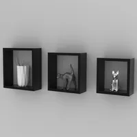 Repisas de 3 cubos Flotantes 28-24-20cm Negro - NCH3P
