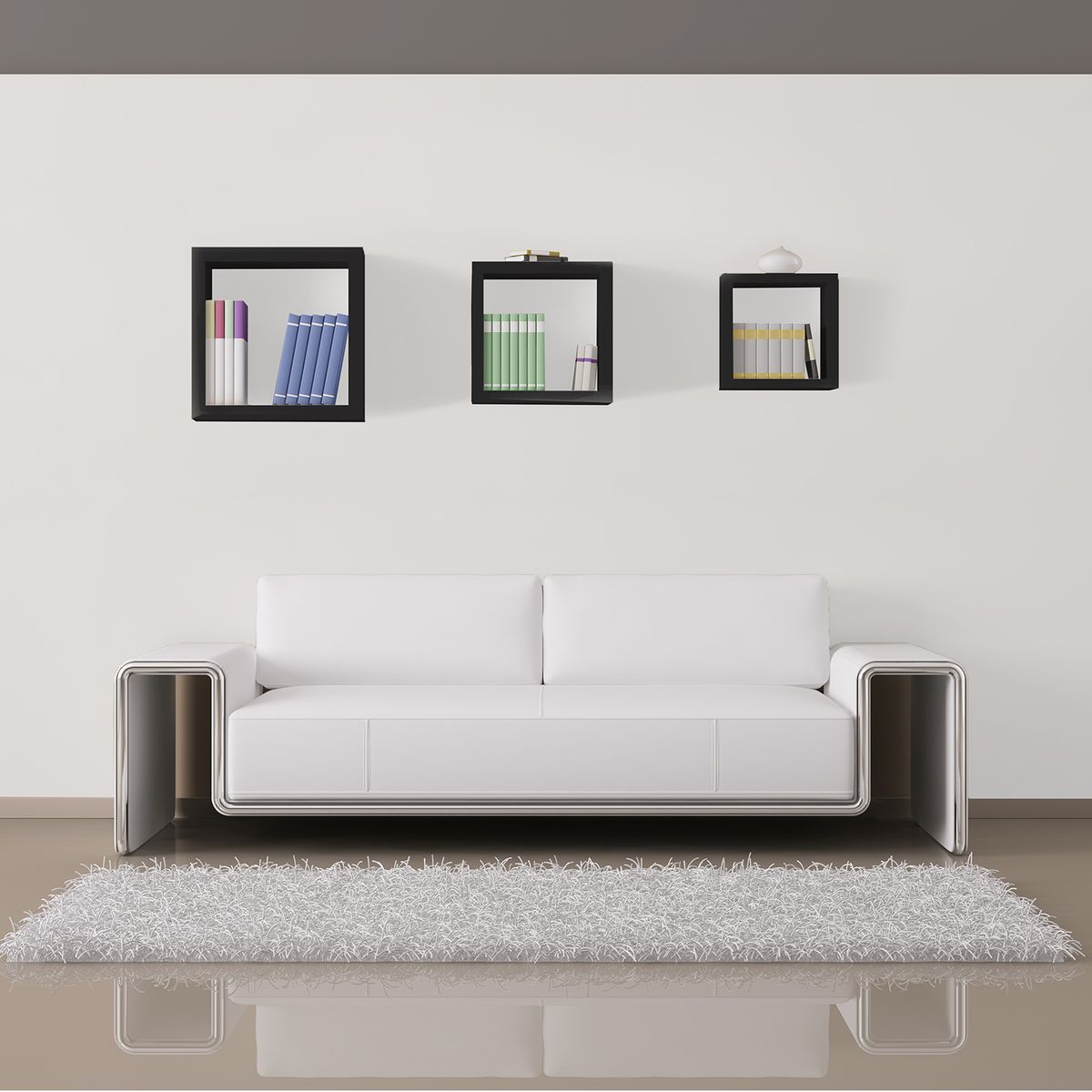 BRASFORMA - Kit 3 Repisas cubos Flotantes  28-24-20cm  Negro - NCH3P Braforma