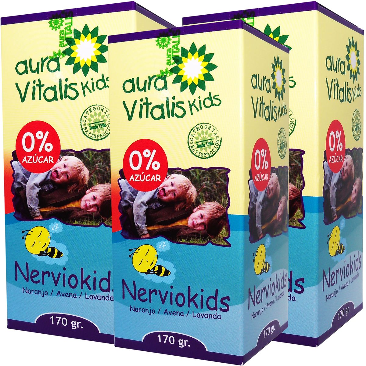 AURA VITALIS - 3 X AURA VITALIS NERVIOKIDS JARABE - NARANJO AVENA LAVANDA 170 GR