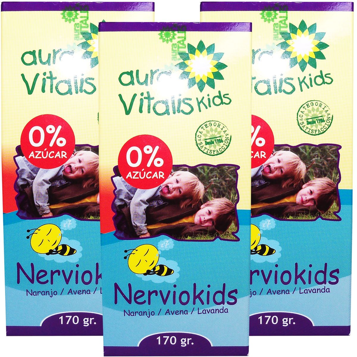 AURA VITALIS - 3 X AURA VITALIS NERVIOKIDS JARABE - NARANJO AVENA LAVANDA 170 GR